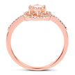 0.54 Carat Genuine Morganite and White Diamond 14K Rose Gold Ring