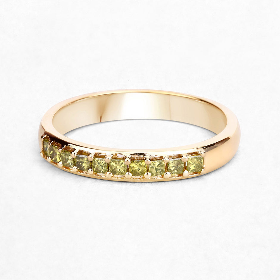 0.27 Carat Genuine Yellow Diamond 14K Yellow Gold Ring (SI1-SI2)