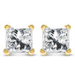 AGS Certified 14k Yellow Gold 1/4 Cttw 4-Prong Set Princess-Cut Solitaire Diamond Push Back Stud Earrings (H-I Color, SI1-SI2 Clarity)