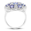 2.00 Carat Genuine Tanzanite and White Zircon .925 Sterling Silver Ring