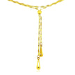 14k Yellow Gold Double Strand Chain with Puffed Heart Lariat Necklace