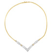 14K Yellow and White Gold 2.00 Cttw Round and Princess-Cut Diamond 'V' Shape Statement Necklace (H-I Color, SI2-I1 Clarity) - 18