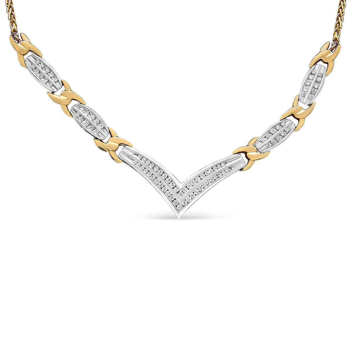 10K Yellow and White Gold 1.0 Cttw Round and Princess cut Diamond 