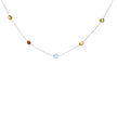 14K White Gold Bezel Set Mixed Gemstone 7 Station Adjustable 18
