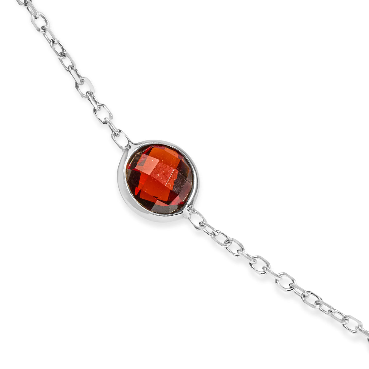 14K White Gold Bezel Set Mixed Gemstone 7 Station Adjustable 18