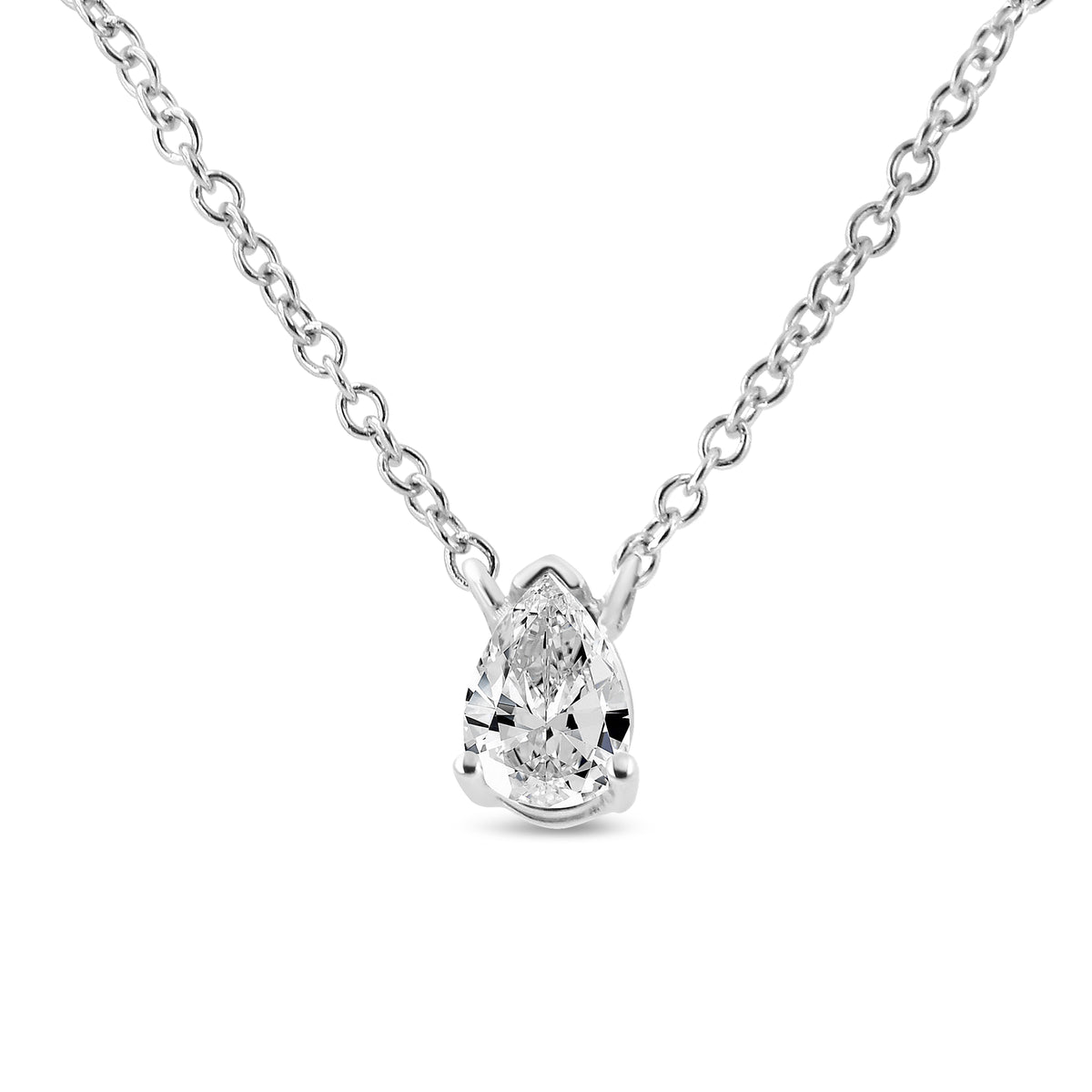 14K White Gold 1/5 Cttw Pear Shape Solitaire Diamond 18