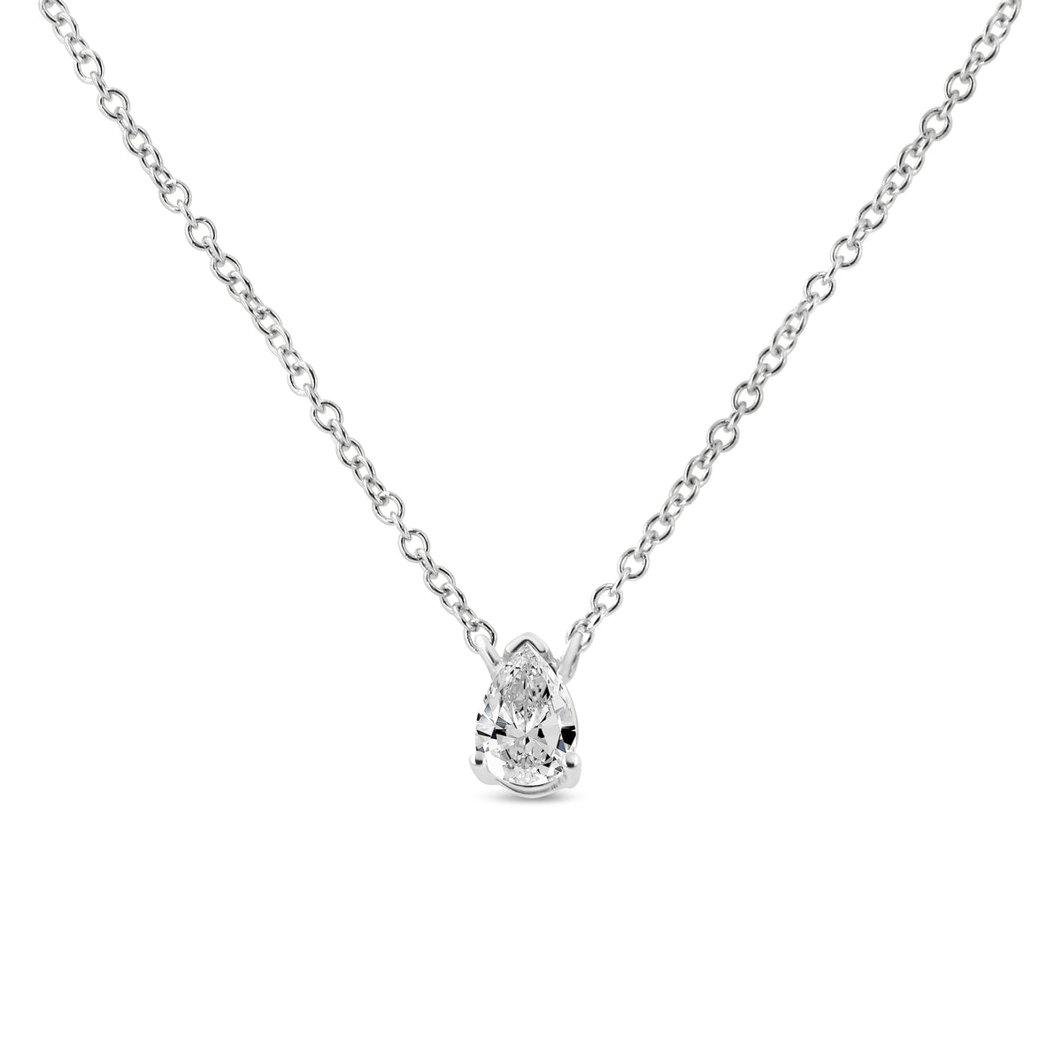 14K White Gold 1/5 Cttw Pear Shape Solitaire Diamond 18