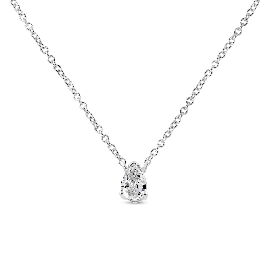 14K White Gold 1/5 Cttw Pear Shape Solitaire Diamond 18