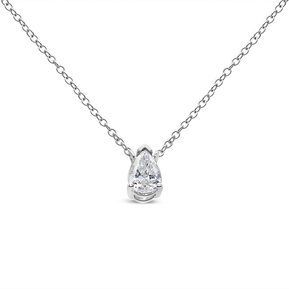 14K White Gold 1/5 Cttw Pear Shape Solitaire Diamond 18