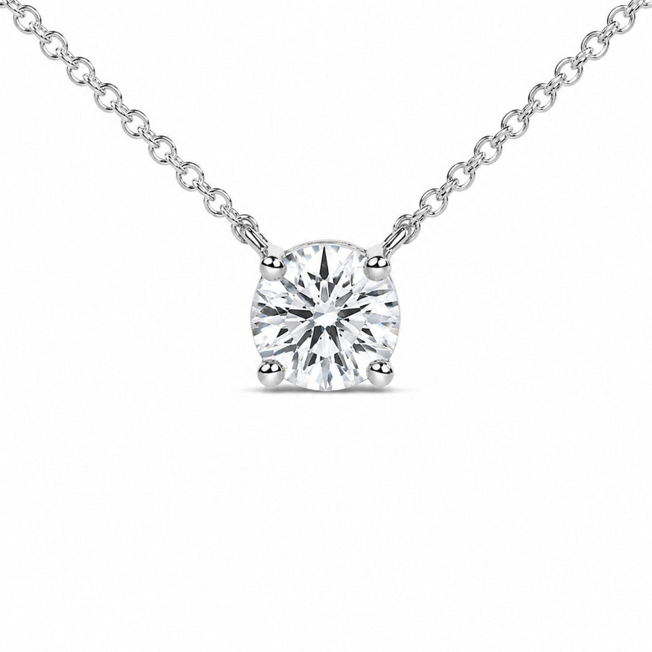 14K White Gold 1.00 Cttw Lab Grown Diamond Solitaire Pendant