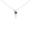 .925 Sterling Silver Blue Diamond Heart with Star Pendant Necklace