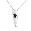 .925 Sterling Silver Blue Diamond Heart with Star Pendant Necklace