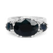 8.62 Carat Genuine Black Sapphire & White Topaz .925 Sterling Silver Ring