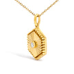 14K Yellow Gold Diamond Accent Fluted Hexagon Medallion Pendant Necklace