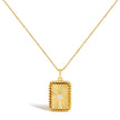 14K Yellow Gold Diamond Accent Rectangular Fluted Medallion Pendant Necklace