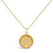 14K Yellow Gold Diamond Accent Circle Fluted Medallion Pendant Necklace