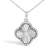 10K White Gold Diamond Accent Clover Fluted Pendant Necklace