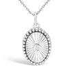 10K White Gold Diamond Accent Oval Fluted Medallion Pendant Necklace