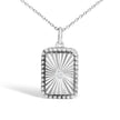 10K White Gold Diamond Accent Rectangular Shape Medallion Pendant Necklace
