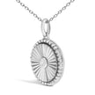 10K White Gold Diamond Accent Round Fluted Medallion Pendant Necklace