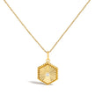 10K Yellow Gold Diamond Accent Hexagonal Fluted Medallion Pendant Necklace
