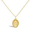 10K Yellow Gold Diamond Accent Oval Fluted Medallion Pendant Necklace