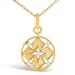 10K Yellow Gold 1/5 Cttw Diamond Openwork Medallion Pendant Necklace