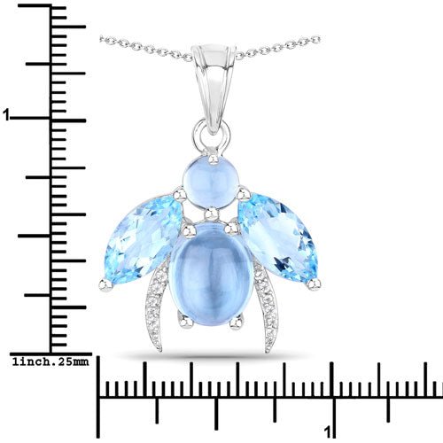 9.06 Carat Genuine Blue Topaz and White Topaz .925 Sterling Silver Pendant - Pendants - Custom Crafting Alliance, LLC