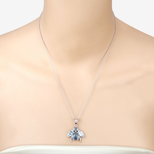 9.06 Carat Genuine Blue Topaz and White Topaz .925 Sterling Silver Pendant - Pendants - Custom Crafting Alliance, LLC