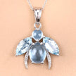 9.06 Carat Genuine Blue Topaz and White Topaz .925 Sterling Silver Pendant - Pendants - Custom Crafting Alliance, LLC