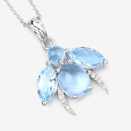 9.06 Carat Genuine Blue Topaz and White Topaz .925 Sterling Silver Pendant - Pendants - Custom Crafting Alliance, LLC