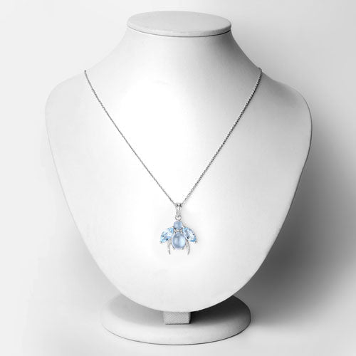 9.06 Carat Genuine Blue Topaz and White Topaz .925 Sterling Silver Pendant - Pendants - Custom Crafting Alliance, LLC
