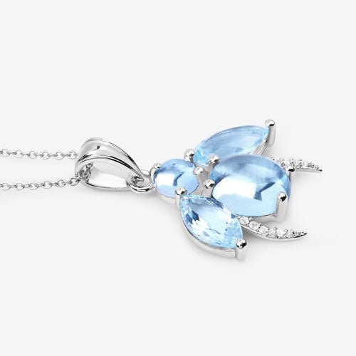 9.06 Carat Genuine Blue Topaz and White Topaz .925 Sterling Silver Pendant - Pendants - Custom Crafting Alliance, LLC