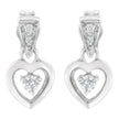 14K White Gold 1/6 Cttw Diamond Dangle Heart Stud Earrings (H-I, SI2-I1)
