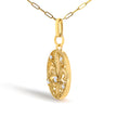 14K Yellow Gold 1/4 Cttw Round Diamond Openwork Fleur de Lis Medallion Pendant Necklace