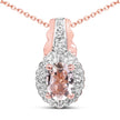 14K Rose Gold Plated 0.73 Carat Genuine Morganite & White Topaz .925 Sterling Silver Pendant