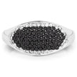 0.46 Carat Genuine Black Diamond and White Diamond .925 Sterling Silver Ring