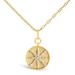 14K Yellow Gold 1/4 Cttw Diamond Compass Medallion Pendant Necklace