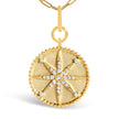 14K Yellow Gold 1/4 Cttw Diamond Compass Medallion Pendant Necklace