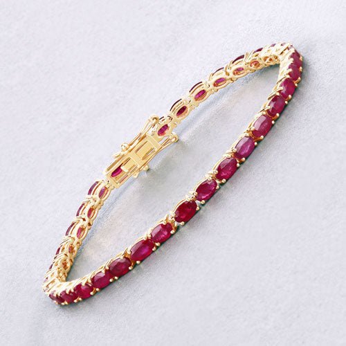 9.18 Carat Genuine Ruby 10K Yellow Gold Bracelet - Bracelets - Custom Crafting Alliance, LLC