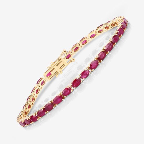 9.18 Carat Genuine Ruby 10K Yellow Gold Bracelet - Bracelets - Custom Crafting Alliance, LLC