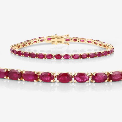 9.18 Carat Genuine Ruby 10K Yellow Gold Bracelet - Bracelets - Custom Crafting Alliance, LLC
