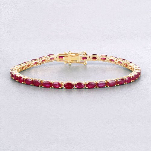 9.18 Carat Genuine Ruby 10K Yellow Gold Bracelet - Bracelets - Custom Crafting Alliance, LLC
