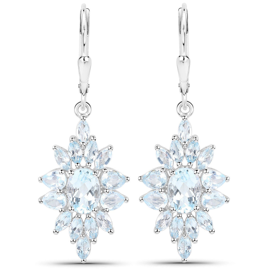 19.18 Carat Genuine Blue Topaz .925 Sterling Silver 3 Piece Jewelry Set (Ring, Earrings, and Pendant w/ Chain)