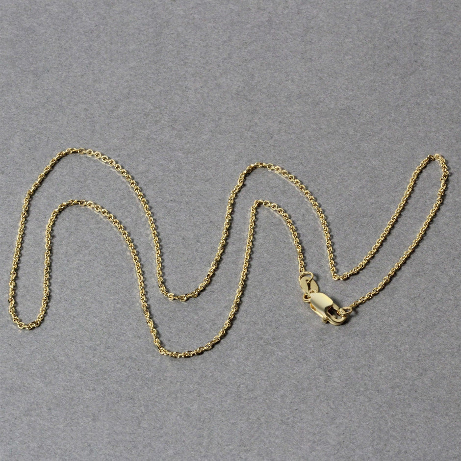 14k Yellow Gold Diamond Cut Cable Link Chain 1.1mm