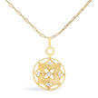 14K Yellow Gold 1/4 Cttw Diamond Star Flower Medallion Pendant Necklace
