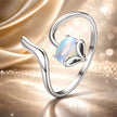 925 Sterling Silver 0.8 Carat Genuine Moonstone Ring for Women - Rings - Custom Crafting Alliance, LLC