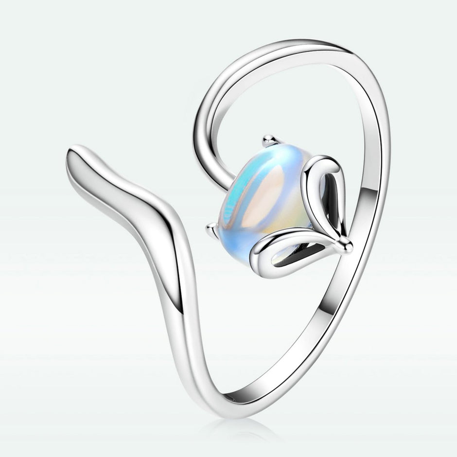 925 Sterling Silver 0.8 Carat Genuine Moonstone Ring for Women - Rings - Custom Crafting Alliance, LLC
