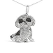 .925 Sterling Silver 1 1/4 Cttw Diamond Shih Tzu Dog Pendant Necklace 18 inch (Black and I-J Color, I2-I3 Clarity) - Necklaces - Custom Crafting Alliance, LLC