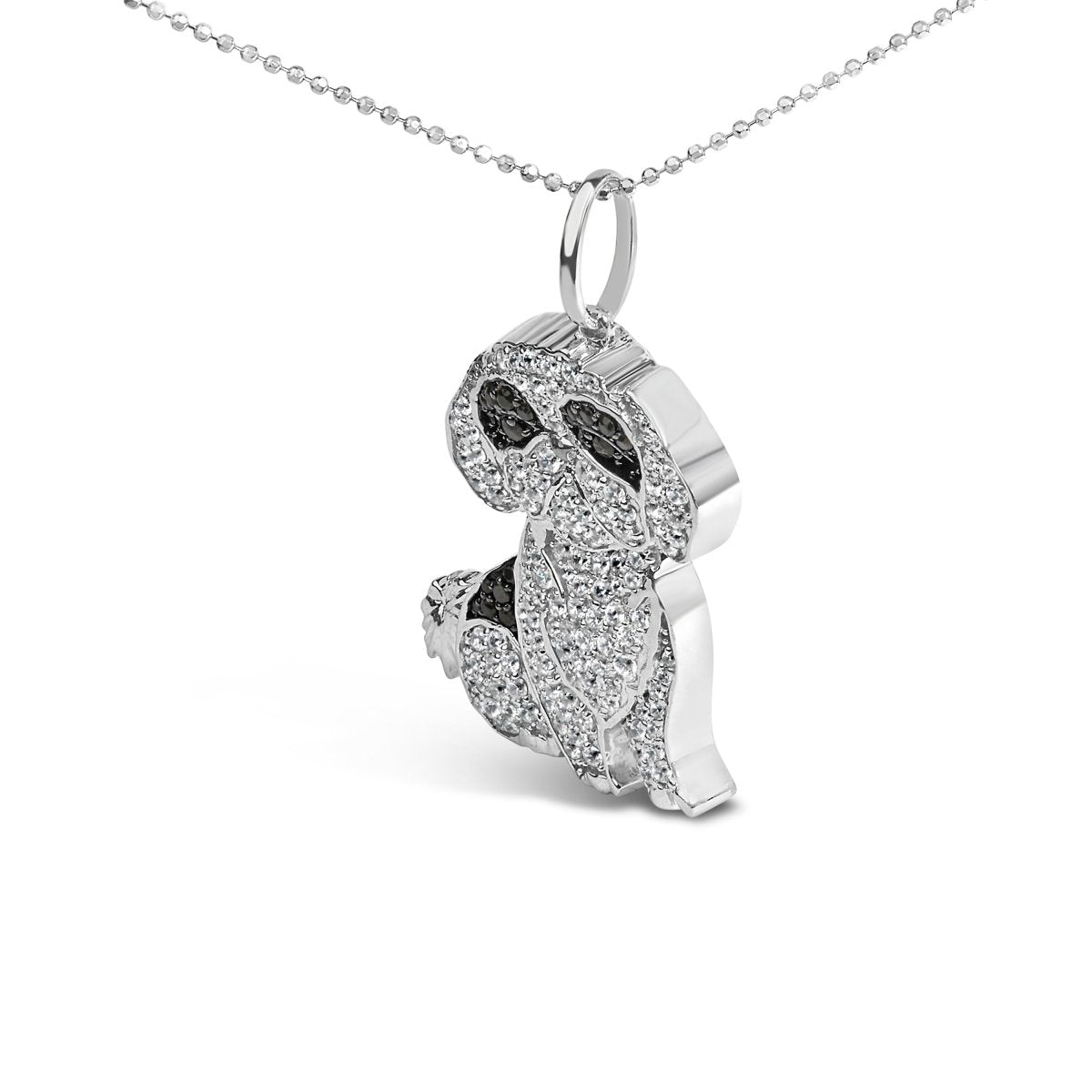 .925 Sterling Silver 1 1/4 Cttw Diamond Shih Tzu Dog Pendant Necklace 18 inch (Black and I-J Color, I2-I3 Clarity) - Necklaces - Custom Crafting Alliance, LLC